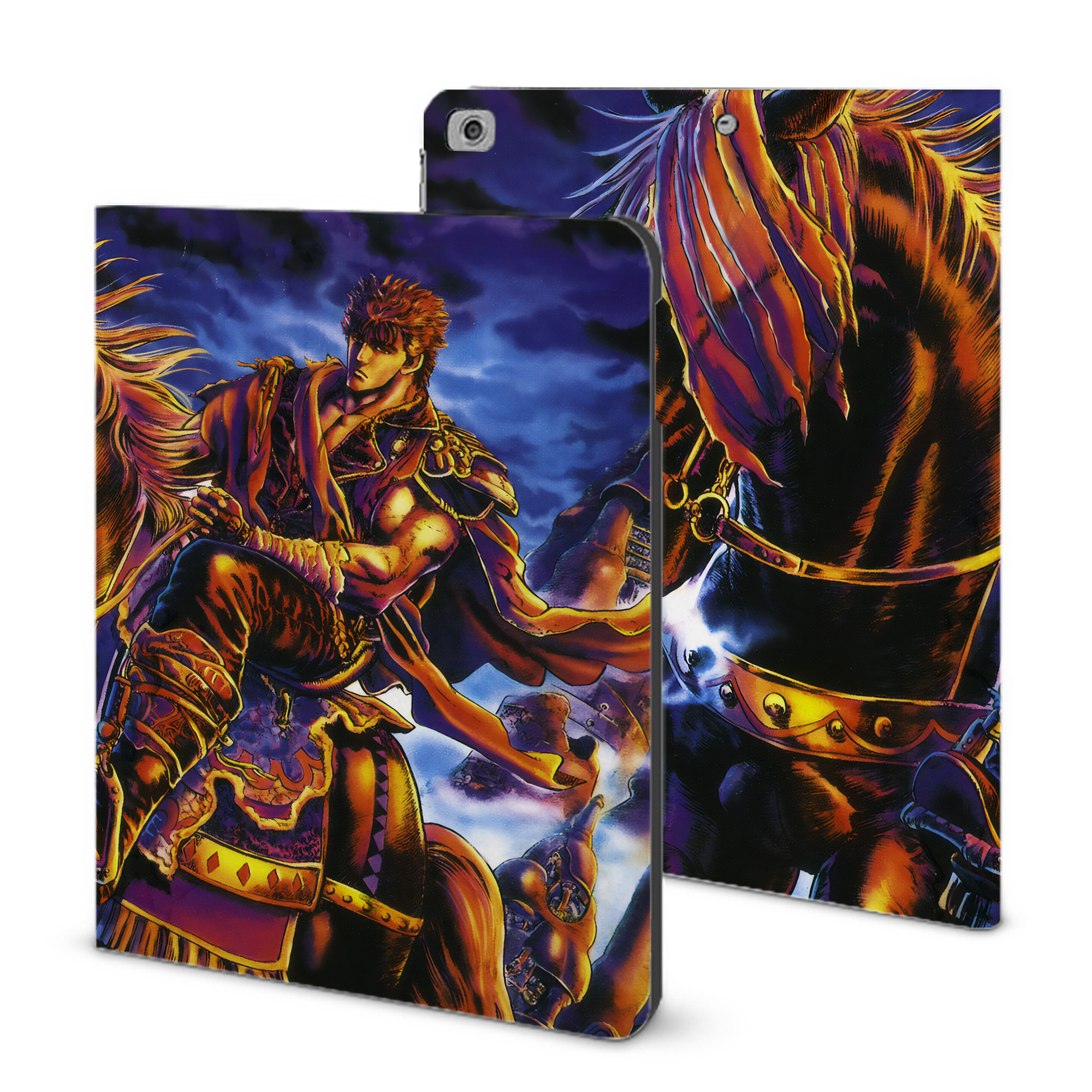 （画像用） 北斗の拳 Fist of the North Star IPad ケース ブック型 PUレザー TPU 耐衝撃 軽量 薄型 ペン収納なし 全面保護 IPad 各モデル対応